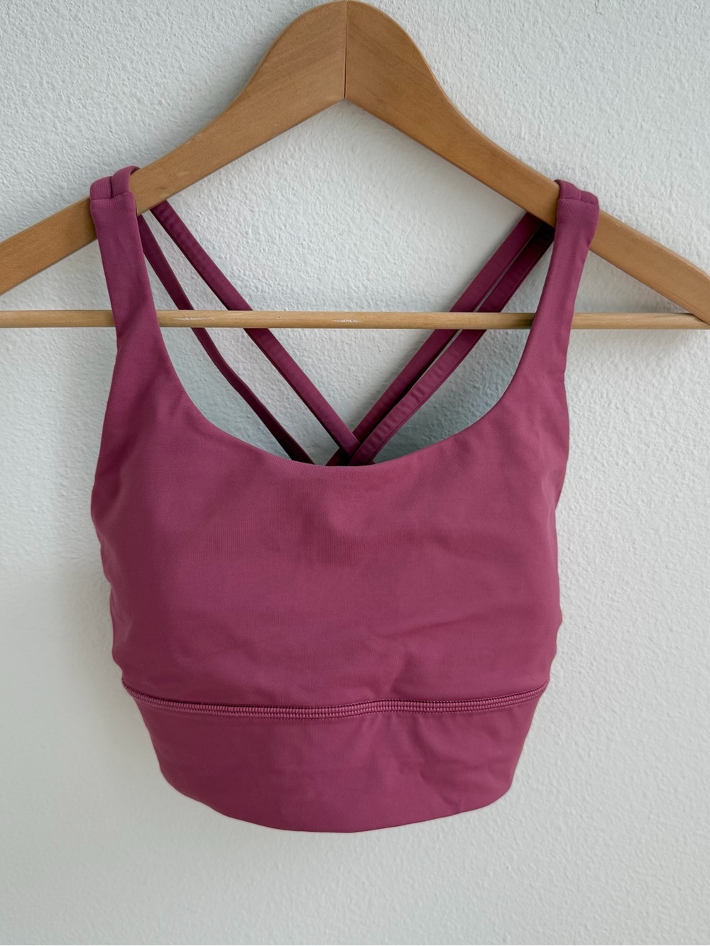Lululemon Energy Bra Longline Pink Mauve Size 6 Strappy Crossback Sports Bra